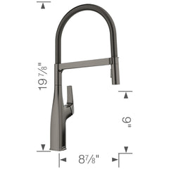 Pull-Down Kitchen Faucet, Empressa, High Arc, Solid Brass, Satin Dark Steel