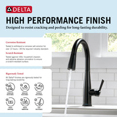 Pull Down Kitchen Faucet, Essa, Single Handle, Touch2O, Matte Black