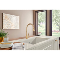 Pull-Down Kitchen Faucet, Georgian Era, Single Handle, Brass, Unlacquered Brass