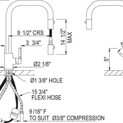Pull-Down Kitchen Faucet, Holborn, Single Handle, U-Spout, Brass, Polished Chrome