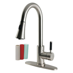 Pull-Down Kitchen Faucet, Kaiser, Single Handle in Brushed Nickel