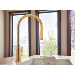 Pull-Down Kitchen Faucet, Lombardia, Single Handle, Italian Brass