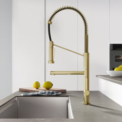Pull-Down Kitchen Faucet, Nouvet, Single Handle with Pot Filler in Brushed Gold