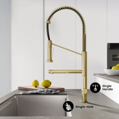 Pull-Down Kitchen Faucet, Nouvet, Single Handle with Pot Filler in Brushed Gold
