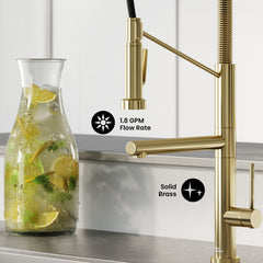 Pull-Down Kitchen Faucet, Nouvet, Single Handle with Pot Filler in Brushed Gold