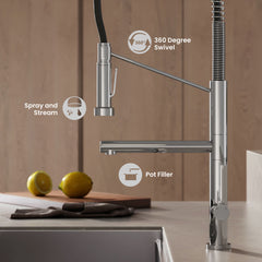 Pull-Down Kitchen Faucet, Nouvet, Single Handle with Pot Filler in Chrome