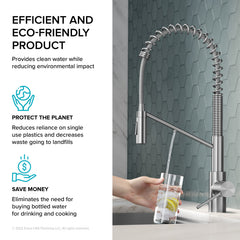 Pull Down Kitchen Faucet, Oletto, 2-in-1, Single Handle, Spot Free Stainless Steel