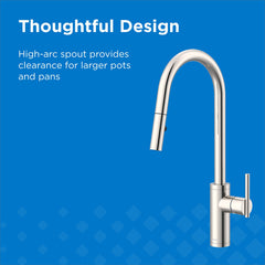 Pull Down Kitchen Faucet, Parma Cafe, Single Handle, Polished Nickel