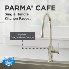 Pull Down Kitchen Faucet, Parma Cafe, Single Handle, Polished Nickel