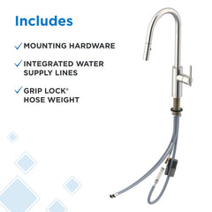 Pull Down Kitchen Faucet, Parma Cafe, Single Handle, Polished Nickel