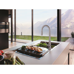 Pull-Down Kitchen Faucet, Single Handle, Gooseneck, Stainless Steel