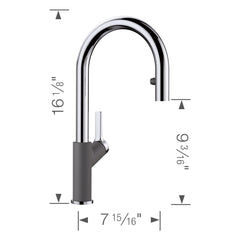 Pull-Down Kitchen Faucet, Urbena, Dual Spray, Single Handle, Cinder/Chrome