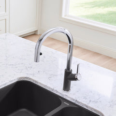 Pull-Down Kitchen Faucet, Urbena, Dual Spray, Single Handle, Cinder/Chrome