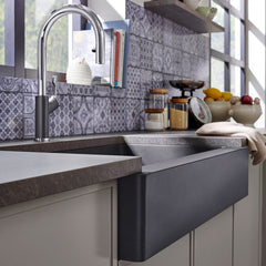 Pull-Down Kitchen Faucet, Urbena, Dual Spray, Single Handle, Cinder/Chrome