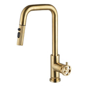 Pull-Down Kitchen Faucet, Wendell, Single Handle in Brushed Brass