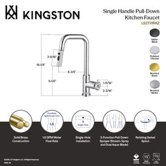 Pull-Down Kitchen Faucet, Wendell, Single Handle in Brushed Brass