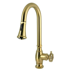 Pull-Down Kitchen Faucet, Wendell, Single-Handle in Brushed Brass