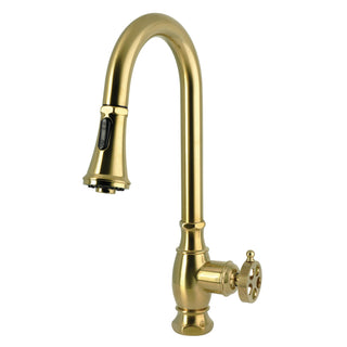 Pull-Down Kitchen Faucet, Wendell, Single-Handle in Brushed Brass
