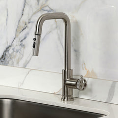 Pull-Down Kitchen Faucet, Wendell, Single Handle in Brushed Nickel