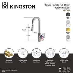 Pull-Down Kitchen Faucet, Whitaker, Single-Handle in Brushed Nickel
