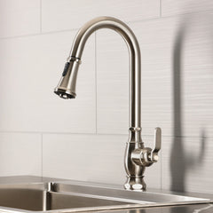 Pull-Down Kitchen Faucet, Whitaker, Single Handle in Brushed Nickel