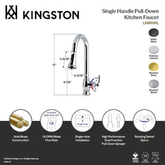 Pull-Down Kitchen Faucet, Whitaker, Single Handle in Brushed Nickel