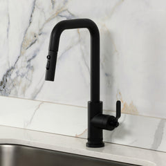 Pull-Down Kitchen Faucet, Whitaker, Single Handle in Matte Black