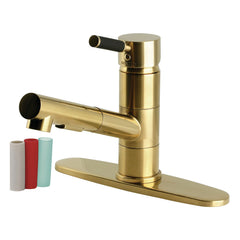 Pull-Out Kitchen Faucet, Kaiser, Single Handle in Brushed Brass
