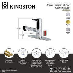 Pull-Out Kitchen Faucet, Kaiser, Single Handle in Brushed Nickel