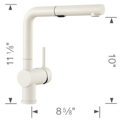 Pull-Out Kitchen Faucet, Linus, Single Handle, Low Arc, Brass, White