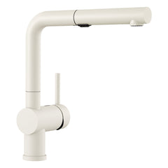 Pull-Out Kitchen Faucet, Linus, Single Handle, Low Arc, Brass, White