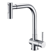 Pull Out Kitchen Faucet, Single Handle, Low Arc, Brass, Chrome