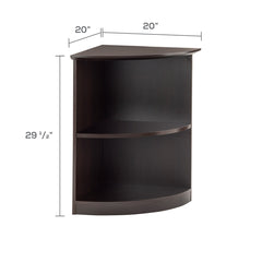 Quarter-Round Bookcase, 2 Shelves in Manufactured Wood