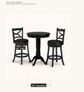 Dimensions | table width and height, 30 inches diameter by 42 inches high