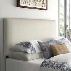 Queen Headboard, Adjustable Height Panel in Talc Polyester