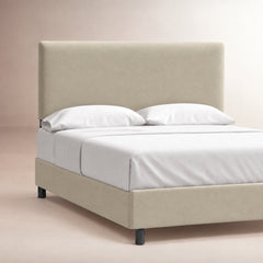 Queen Headboard, Adjustable Height Panel in Talc Polyester