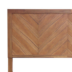 Queen Headboard in Solid Acacia Wood with Chevron Pattern, Brown