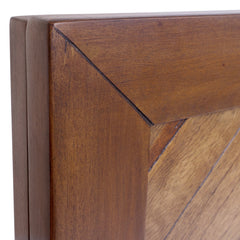 Queen Headboard in Solid Acacia Wood with Chevron Pattern, Brown