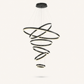 Studio | three-quarter studio angle showing the ring cascade's depth and the canopy from above