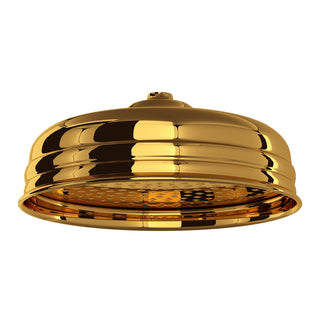Rain Shower Head, 12 Inch, Round, Wall Mount, Unlacquered Brass