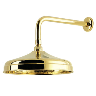 Rain Shower Head, Trimscape, 10-Inch Round with 12-Inch Arm in Polished Brass