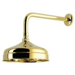 Rain Shower Head, Trimscape, 8-Inch Round with 12-Inch Arm in Polished Brass
