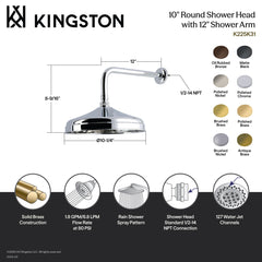 Rain Shower Head, Trimscape, Round with 12 Inch Arm in Polished Nickel