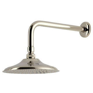 Rain Shower Head, Victorian, 7-3/4 Inch Round with 12-Inch Arm in Polished Nickel