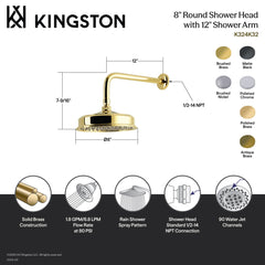 Rain Shower Head with Arm, Trimscape, 8-Inch Round in Brushed Nickel