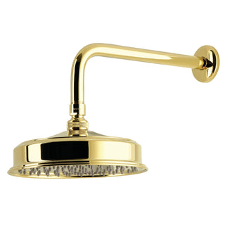 Rain Shower Head with Arm, Trimscape, 8-Inch Round in Polished Brass
