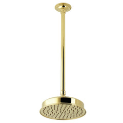 Rain Shower Head with Ceiling Arm, Trimscape, 8 Inch Round in Polished Brass