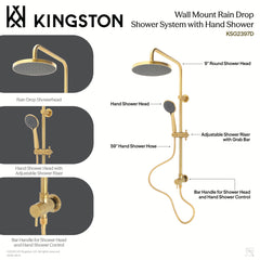 Rain Shower System, Concord, Wall Mount with Hand Shower in Brushed Nickel