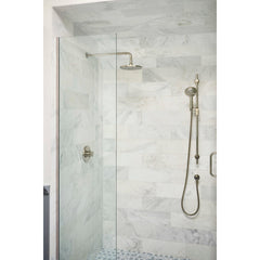 Rain Showerhead, Ceiling Mount, 8 Inch Round, Brass, Polished Nickel
