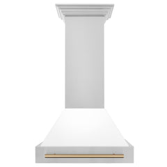 Range Hood, Autograph Edition, Wall Mount, 30 In., White Matte/Champagne Bronze